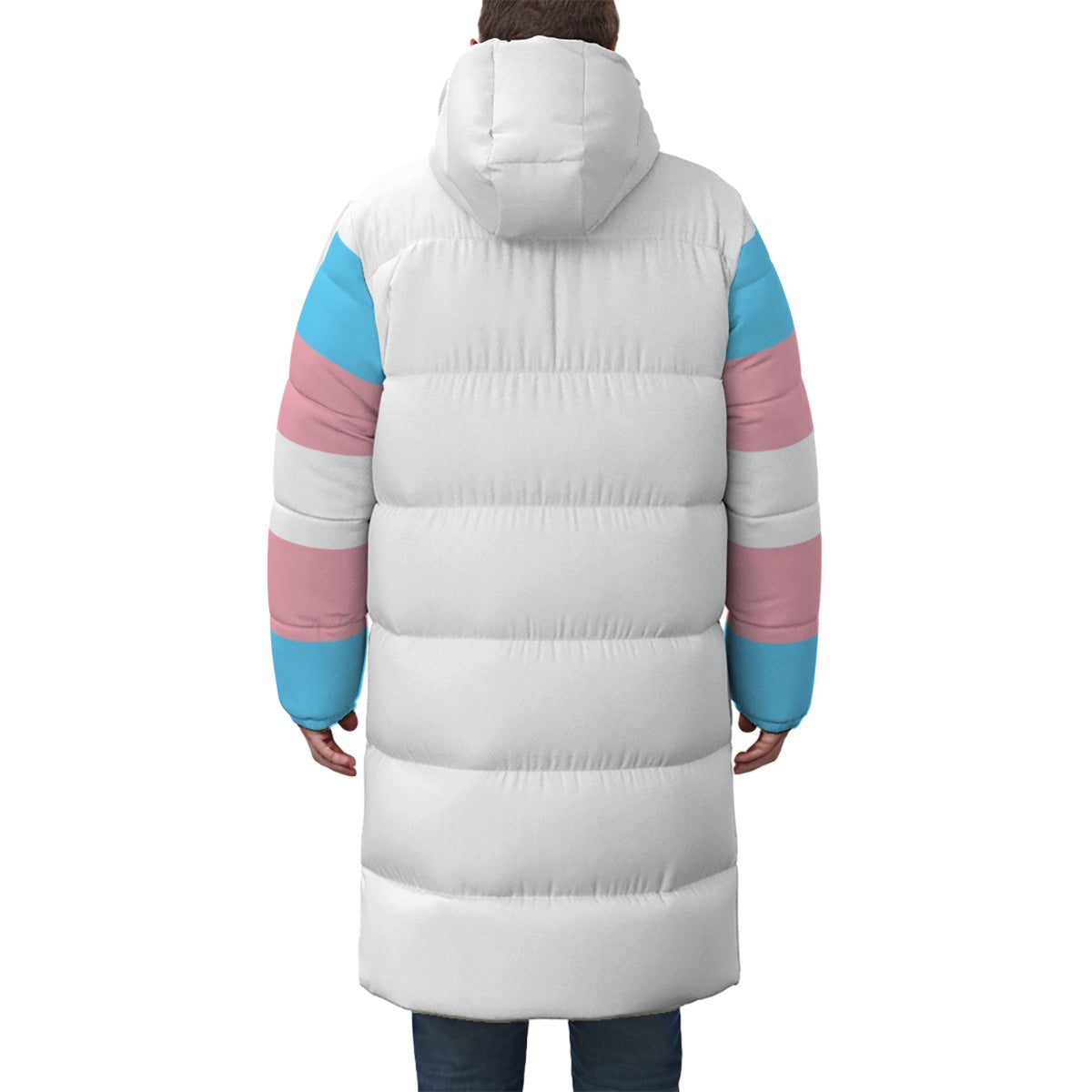 XS-4XL Blue Pink White Pride Long Padded Winter Coat