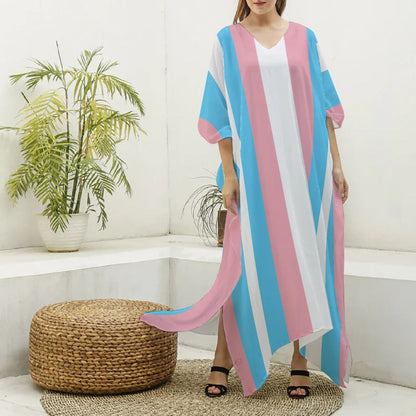 Imitation Silk V-Neck Kaftan Robe