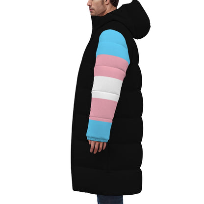 XS-4XL Blue Pink White Pride Long Padded Black Winter Coat