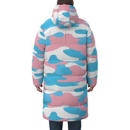 XS-4XL Blue Pink White Pride Camouflage Long Padded Winter Coat