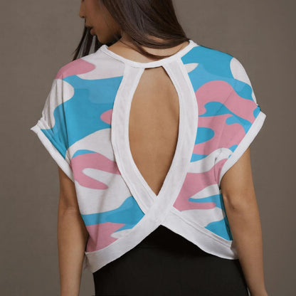 Pride Camouflage Open-Back Crossover Workout Top