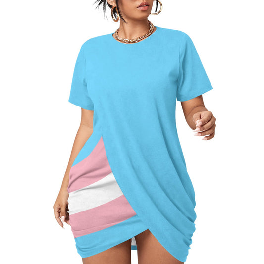 Plus Size Trans Coloured Stacked Hem Short-Sleeved T-Shirt Dress