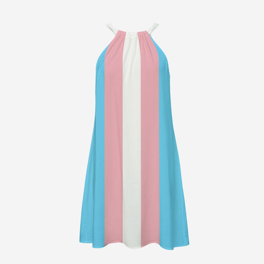 S-5XL Blue Pink White Pride  Halter Dress