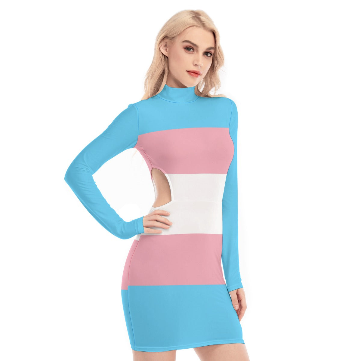 Blue Pink White Pride Hollow Hip Dress