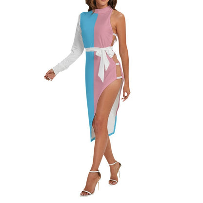 Blue Pink White All Over Pride' Show A Little Thigh-High' Cut-Out Dress