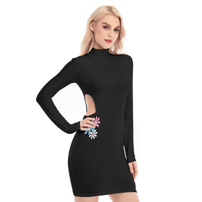 Blue Pink White Pride Daisies Black Hollow Hip Dress