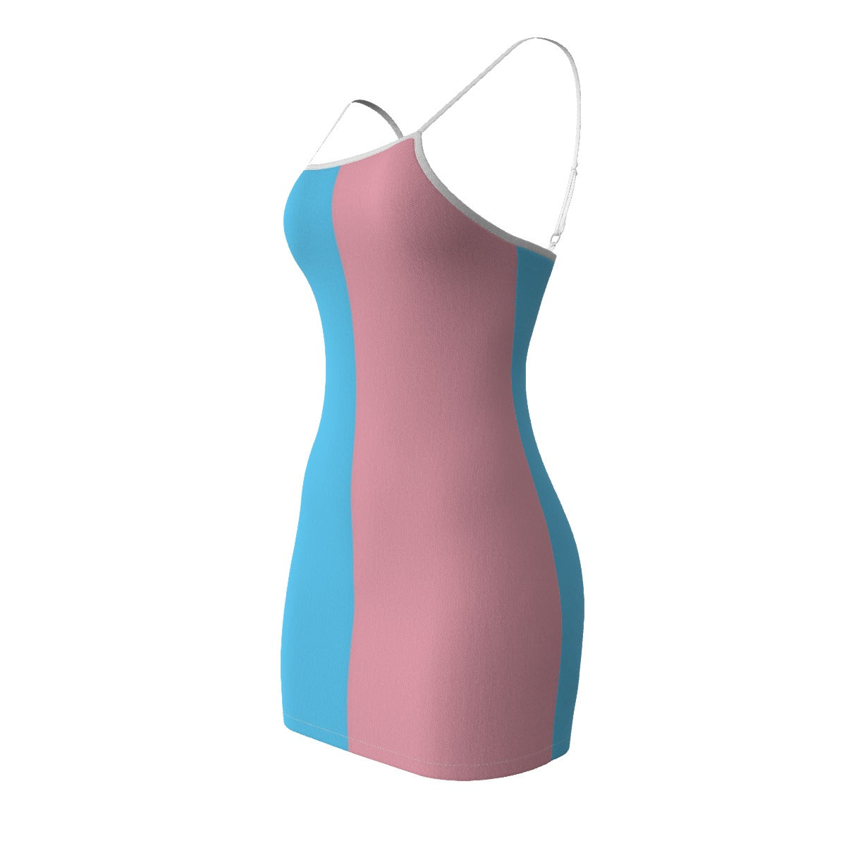 Plus Size Trans Coloured Paris Pride Spaghetti-Strap Short Camisole Dress