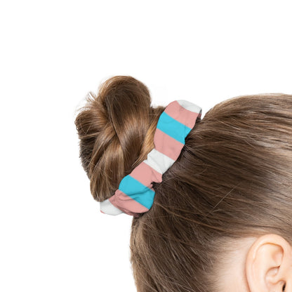 Blue Pink White Pride Candy Striped Summer Scrunchie