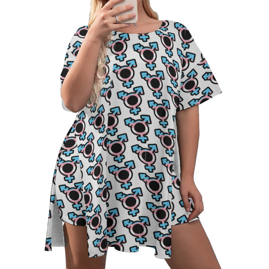 Plus Size Pride Symbol Drop-Sleeve Split-Sided T-Shirt and Shorts Set