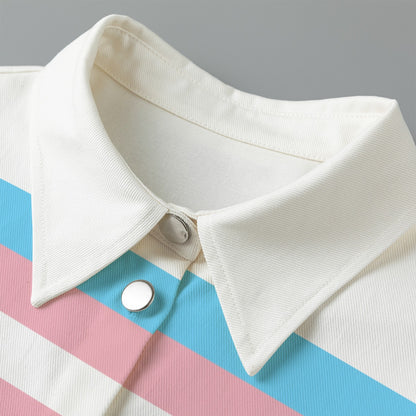 Teen Blue Pink White Pride Thin Cropped Jacket