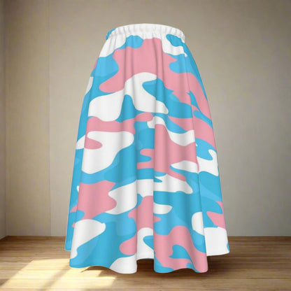 XS-6XL Blue Pink White Pride Camo Long Maxi Skirt w/Pockets