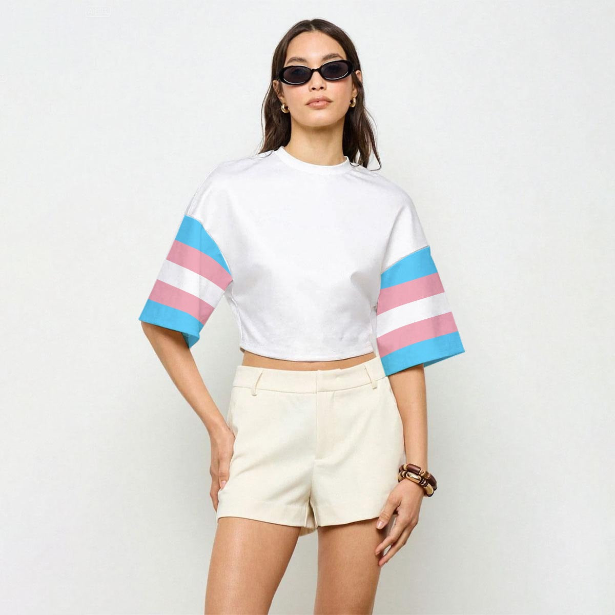 Pride Casual Cropped White Top