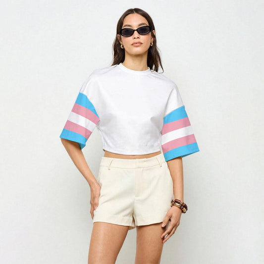 Pride Casual Cropped White Top