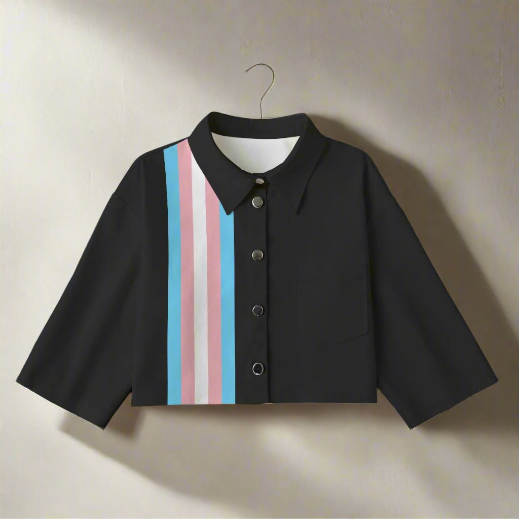 Teen Blue Pink White Pride Thin Cropped Jacket