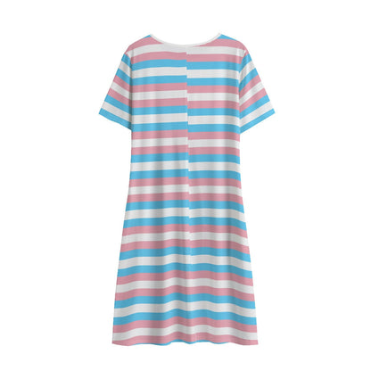 Teen to Plus Size Trans Coloured Pride Ribboned Crew-Neck Summer Dress