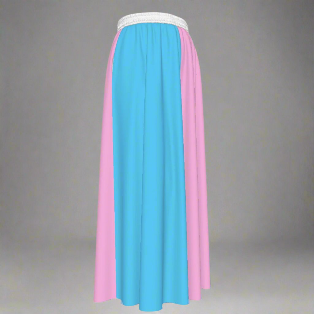 XS-5XL Blue Pink White Pride Maxi Chiffon Skirt w/Lining