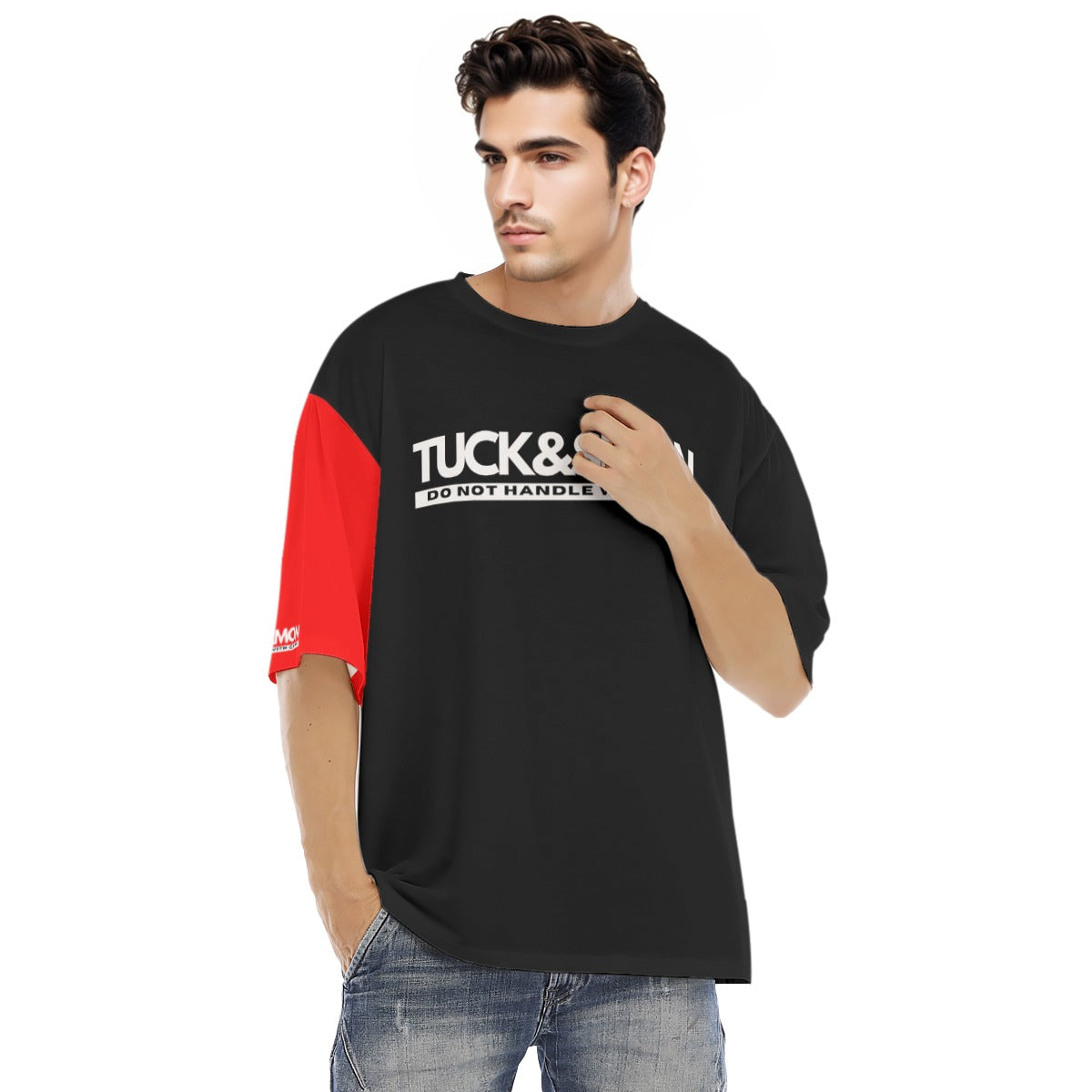 Tuck&Simon 'Don't Handle With Care' Black/Red Raglan Casual T-Shirt