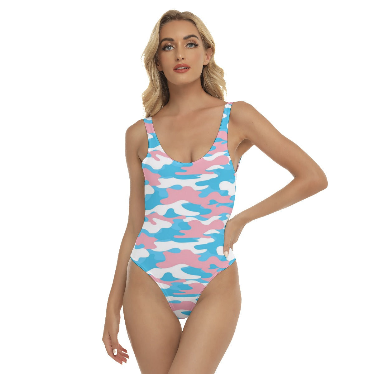 Trans Coloured Trans Pride Camouflage 80's Classic Style Swimsuit