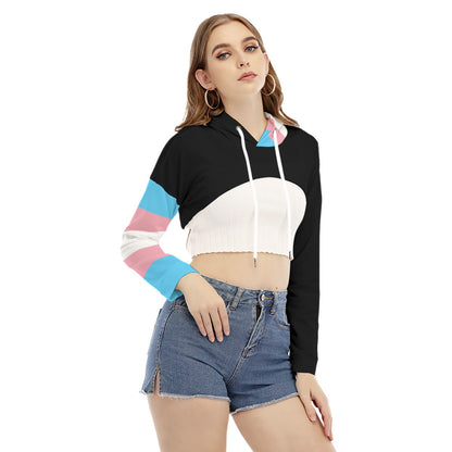 Teen Black/Trans Coloured Cropped Hooded Smock Top