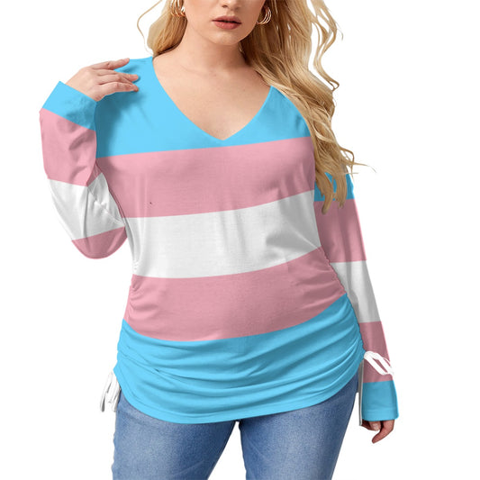 L-5XL Pride Drawstring Long Sleeved T-Shirt (Plus Size)