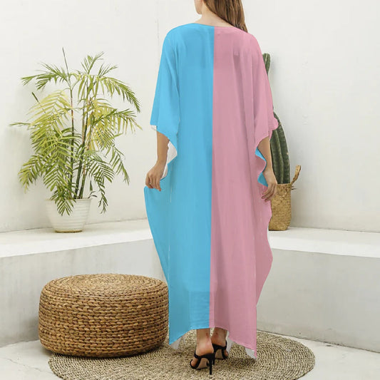 Imitation Silk V-Neck Kaftan Robe