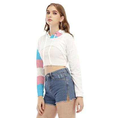 Teen Blue Pink White Pride Cropped Hooded Smock Top