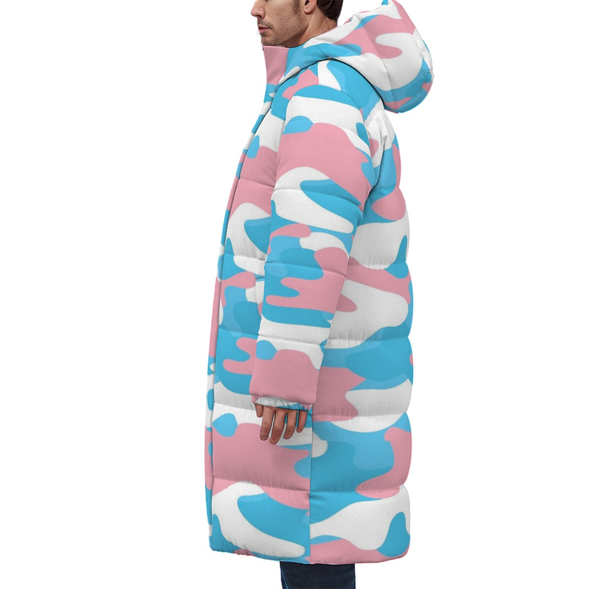 XS-4XL Blue Pink White Pride Camouflage Long Padded Winter Coat