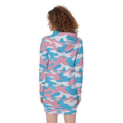 All-Over Trans Coloured Pride Camouflage Long Hoodie