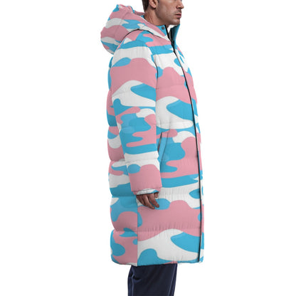 XS-4XL Blue Pink White Pride Camouflage Long Padded Winter Coat