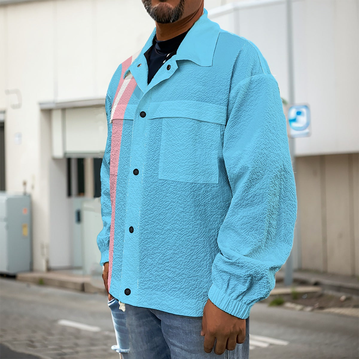 Blue Pink White Pride Casual Jacket