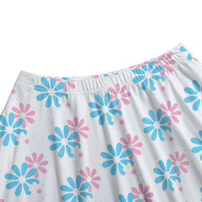 XS-6XL Blue Pink White Daisies Long Maxi Skirt w/Pockets