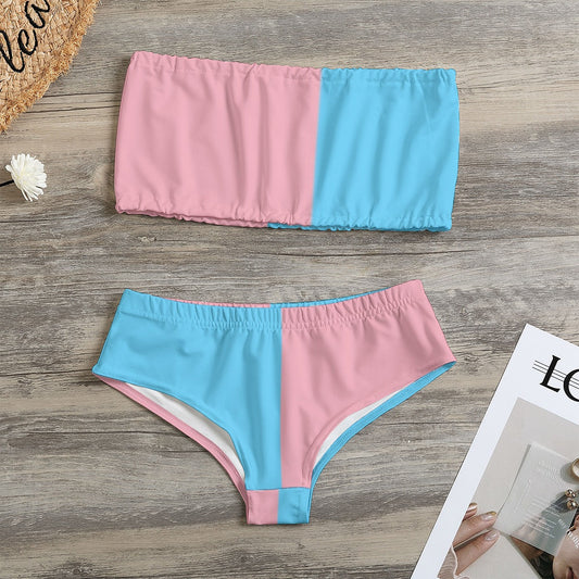 Trans Coloured Trans Paris Pride Two-Piece Strapless Bikini