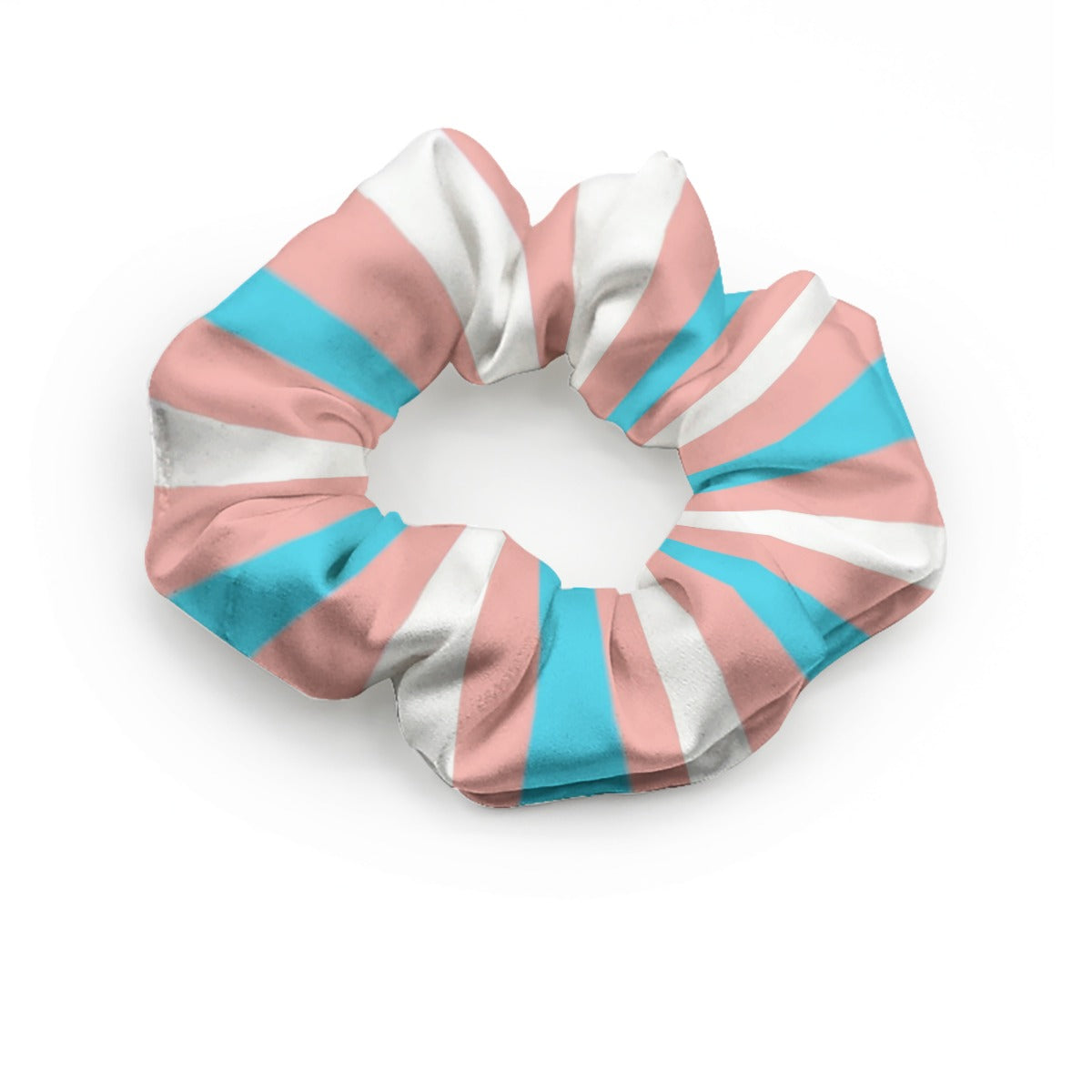 Blue Pink White Pride Candy Striped Summer Scrunchie