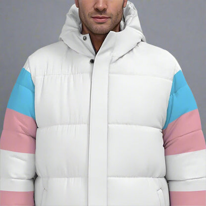 XS-4XL Blue Pink White Pride Long Padded Winter Coat