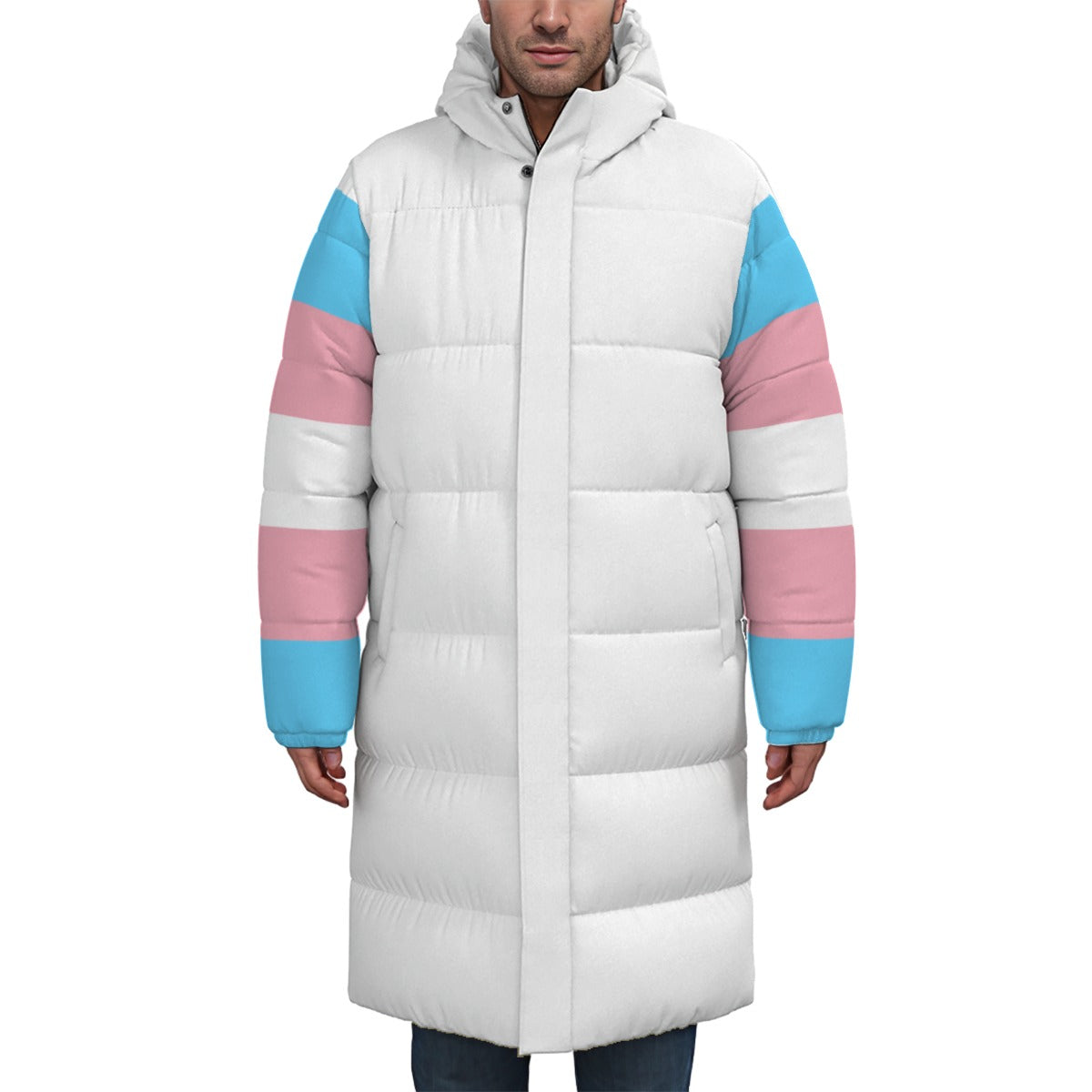 XS-4XL Blue Pink White Pride Long Padded Winter Coat