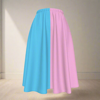 XS-6XL Blue Pink White Pride Long Maxi Skirt w/Pockets