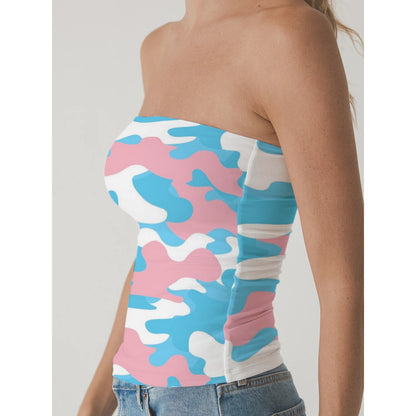 2XS-3XL Blue Pink White Pride Double-Layer Strapless Top