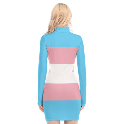 Blue Pink White Pride Hollow Hip Dress