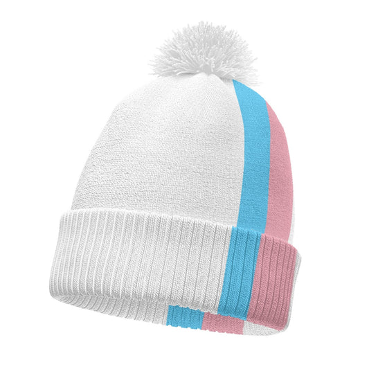 Pride White Knitted Pom-Pom Hat