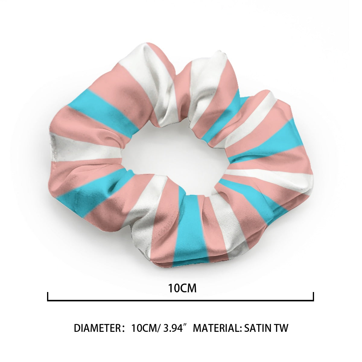 Blue Pink White Pride Candy Striped Summer Scrunchie