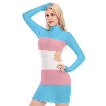 Blue Pink White Pride Hollow Hip Dress