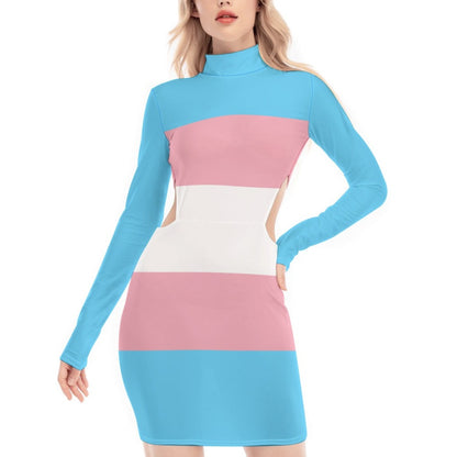 Blue Pink White Pride Hollow Hip Dress