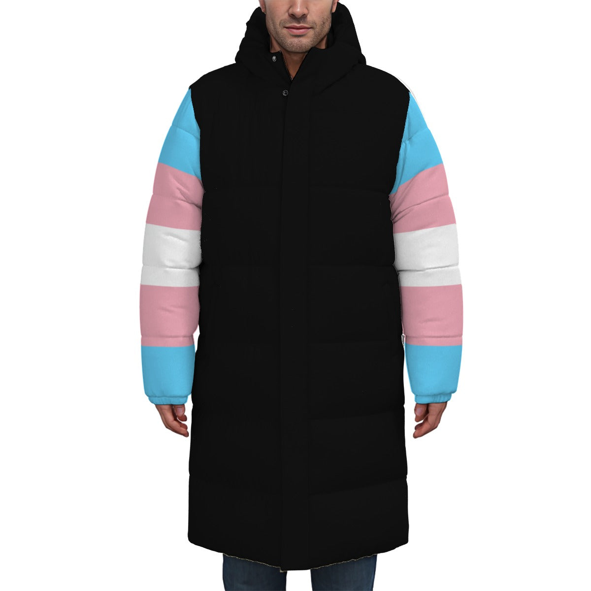 XS-4XL Blue Pink White Pride Long Padded Black Winter Coat