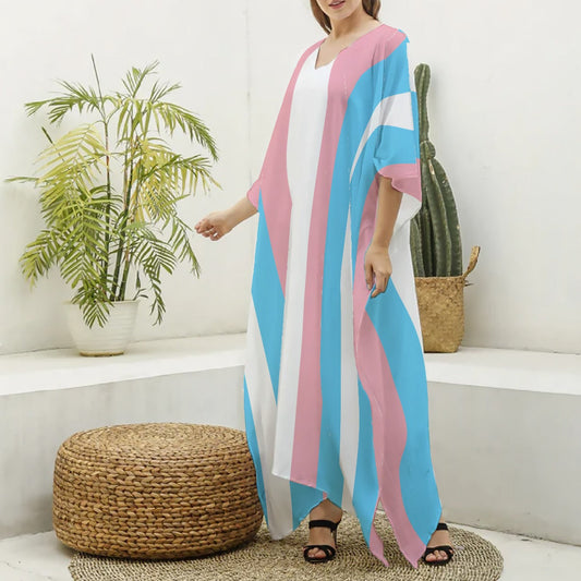 Imitation Silk V-Neck Kaftan Robe