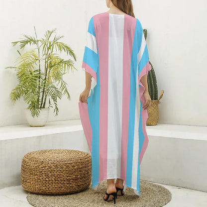 Imitation Silk V-Neck Kaftan Robe