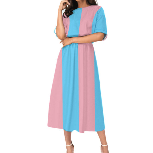 Trans Coloured Vive Le Trans Paris Elastic-Waist Calf Length Dress