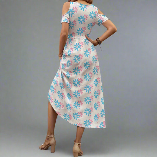 S-5XL Pride Daisy Cluster Cold-Shoulder Dress