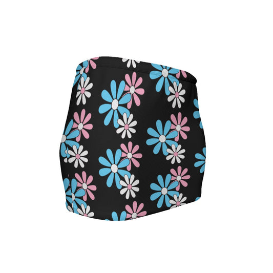 Teen Blue Pink White Pride Daisies Slinky Micro Mini Skirt