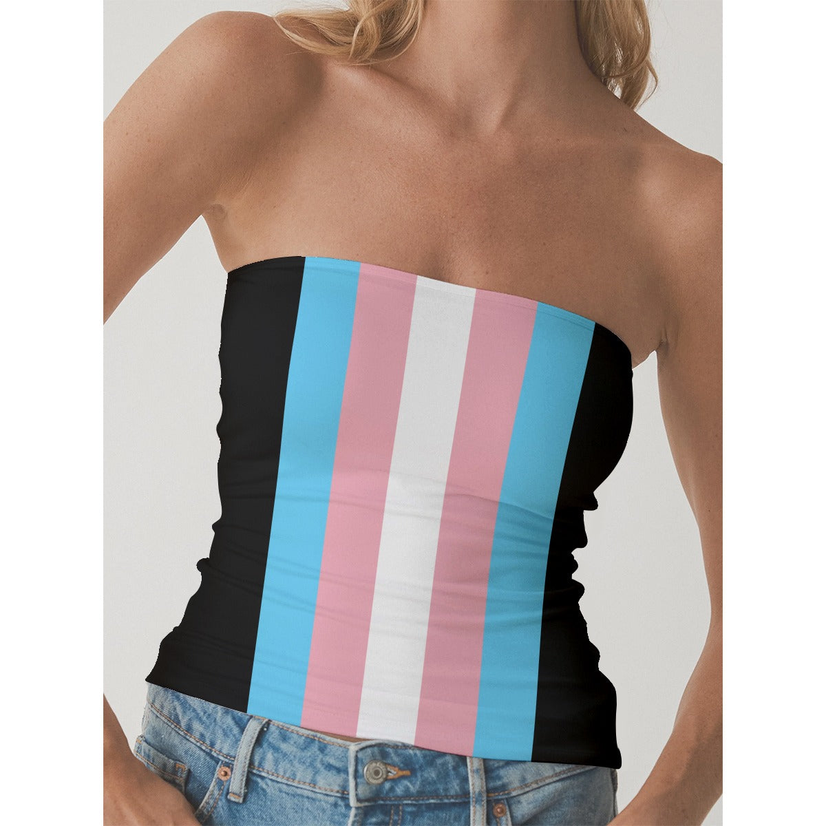 2XS-3XL Blue Pink White Pride Double-Layer Strapless Top