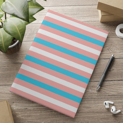 Blue Pink White Pride Candy Striped Puffy Covered Notebook